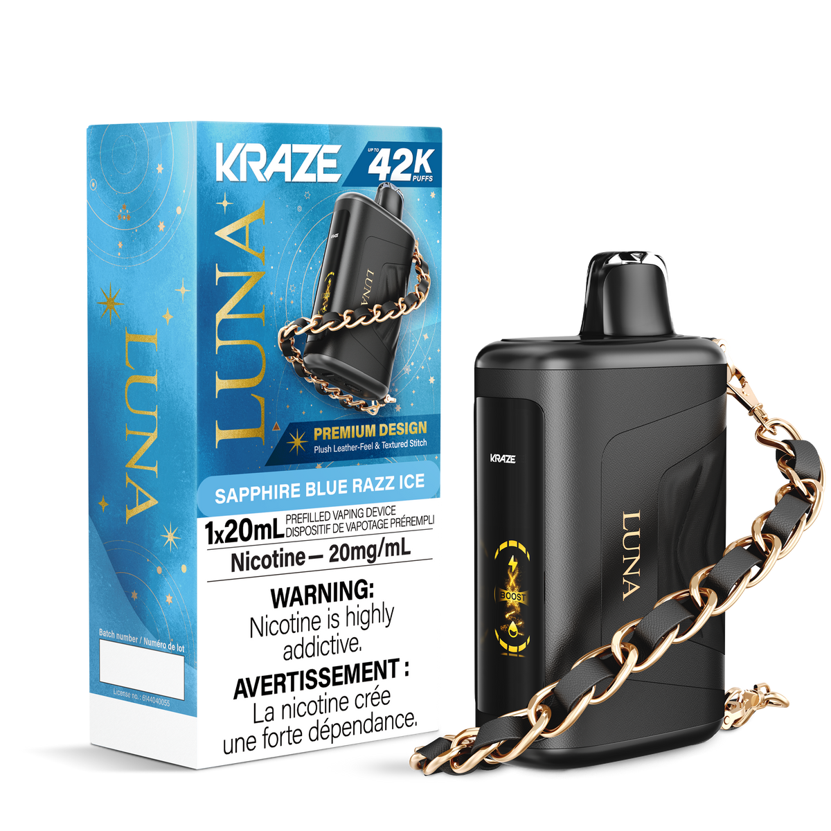 Sapphire Blue Razz Ice - Luna Disposable Vape Kraze Vape Sapphire Blue Razz Ice - Luna Disposable Vape Kraze Vape