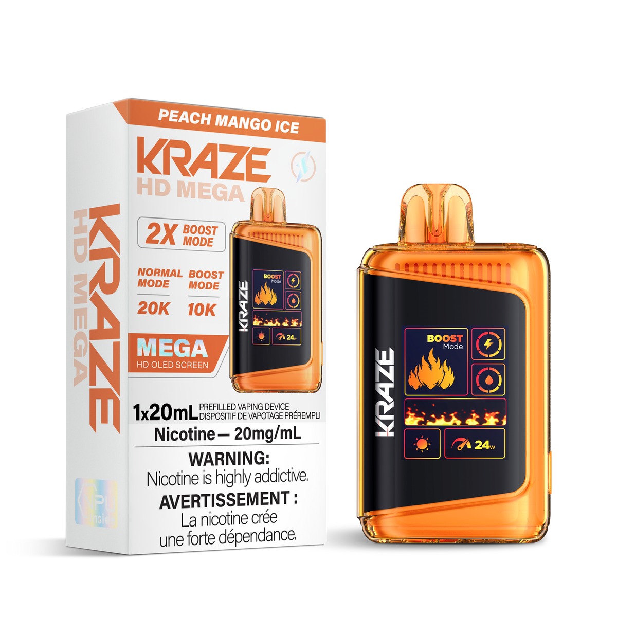 Peach Mango Ice - HD Mega Disposable Vape Kraze Vape Peach Mango Ice - HD Mega Disposable Vape Kraze Vape
