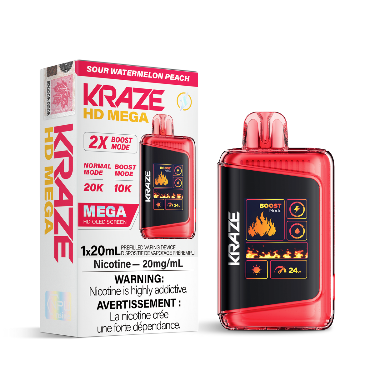 Kraze HD Mega - Sour Watermelon Peach (ON)
