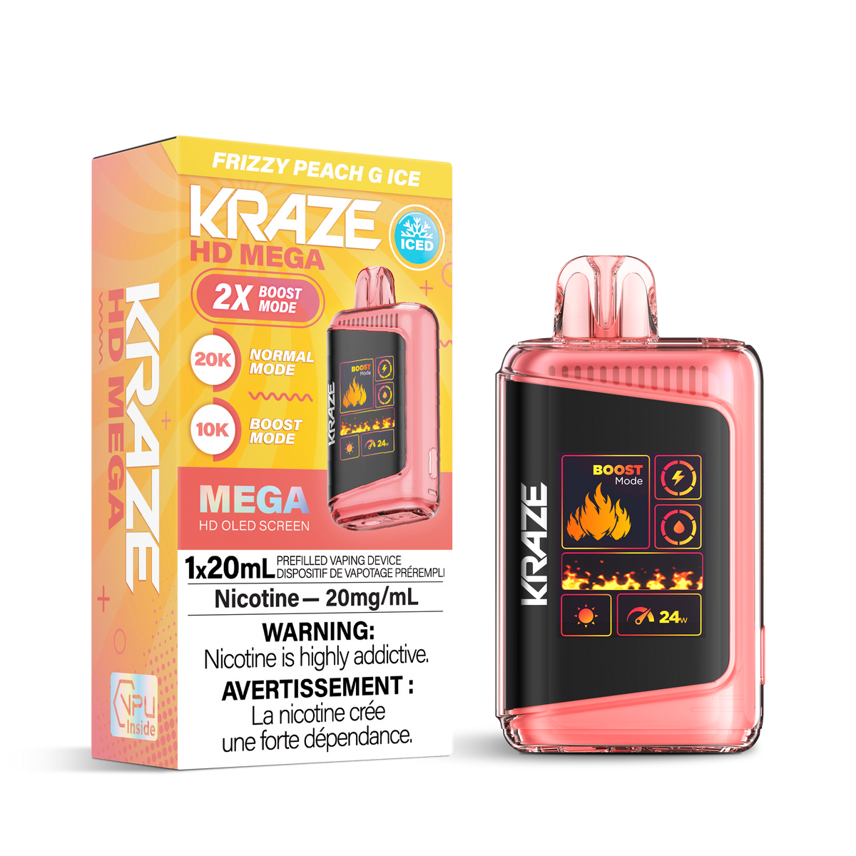 Frizzy Peach G Ice - HD Mega Disposable Vape Kraze Vape Frizzy Peach G Ice - HD Mega Disposable Vape Kraze Vape