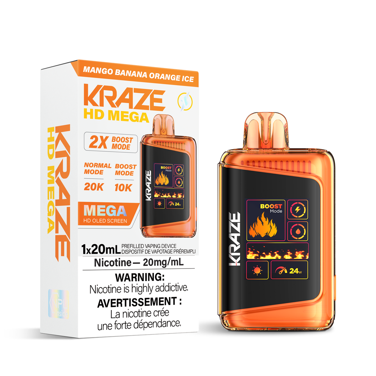 Kraze HD Mega - Mango Banana Orange Ice (ON)