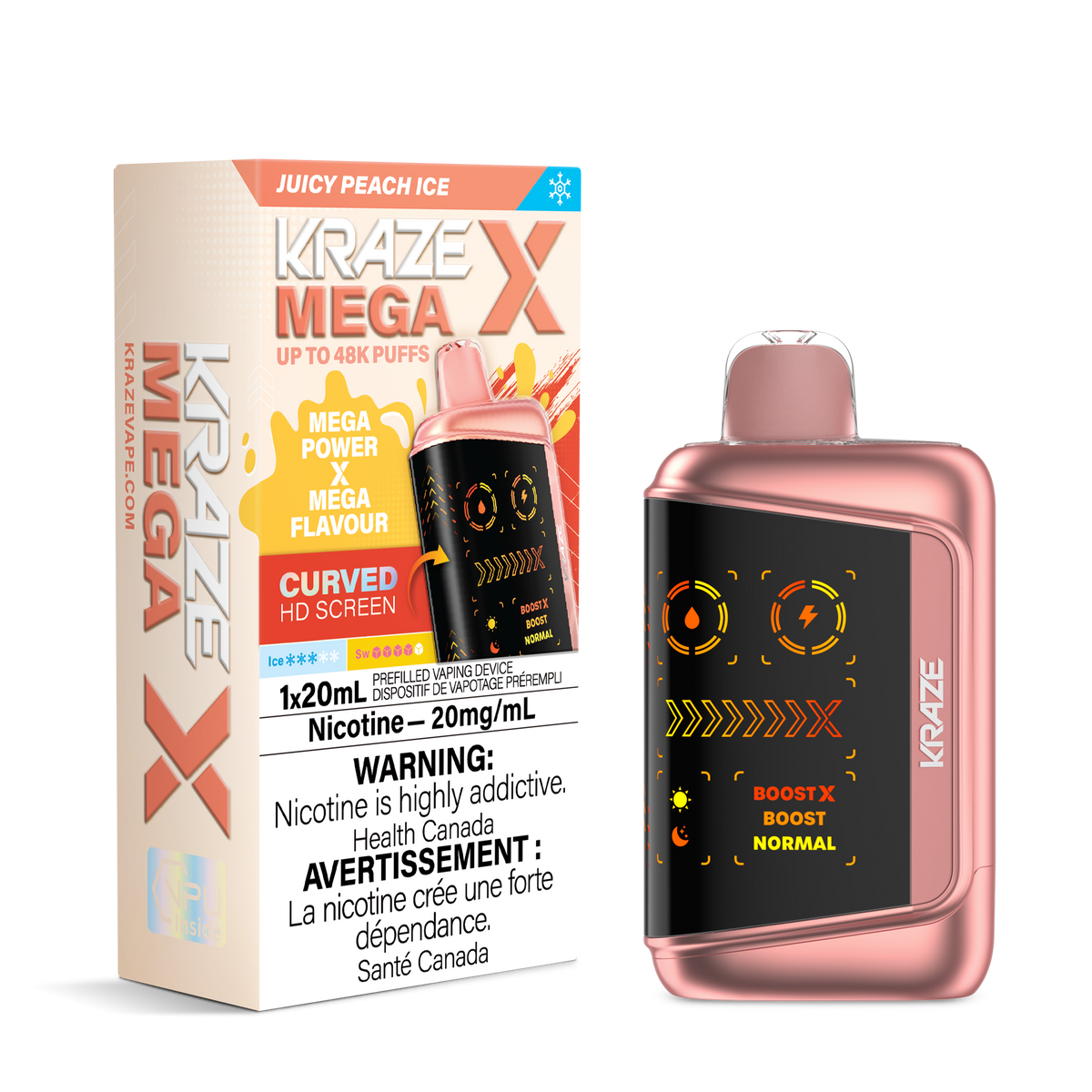 Kraze Mega X - Juicy Peach Ice