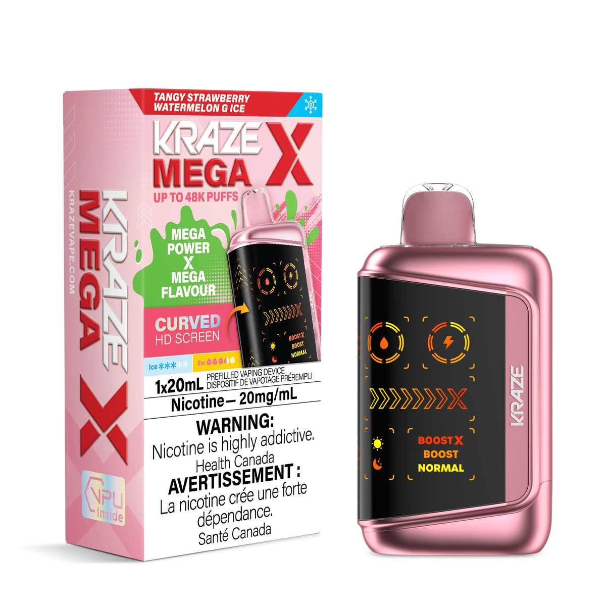 Kraze Mega X - Tangy Strawberry Watermelon G Ice