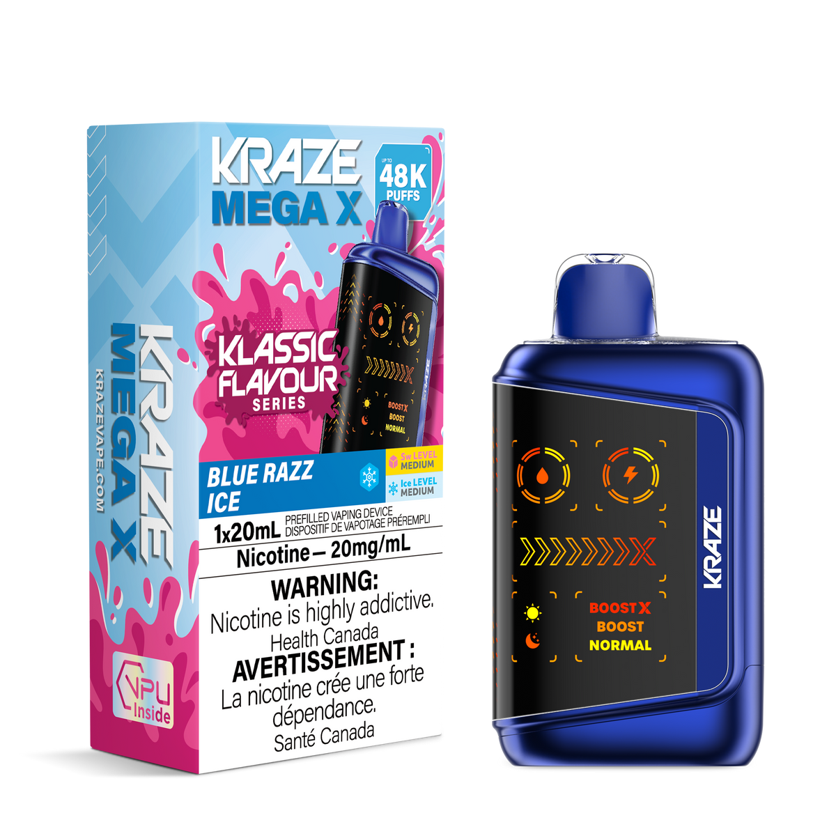 Kraze Mega X - Blue Razz Ice (ON)